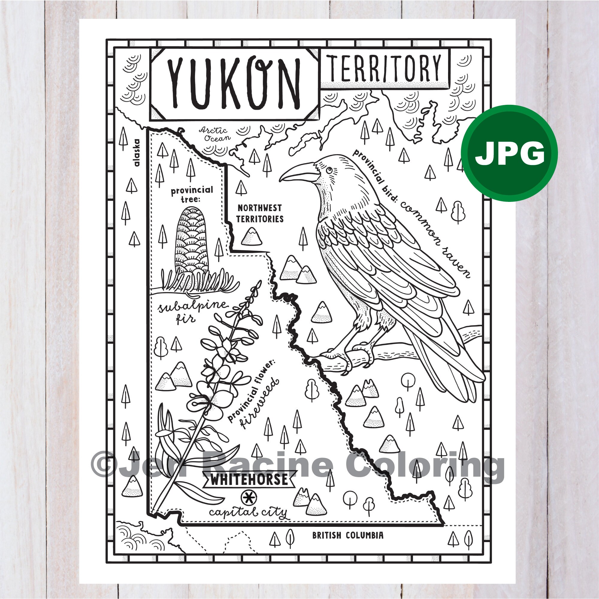 Yukon coloring page canada province provincial map wildlife symbols flowers coloring page jpg download