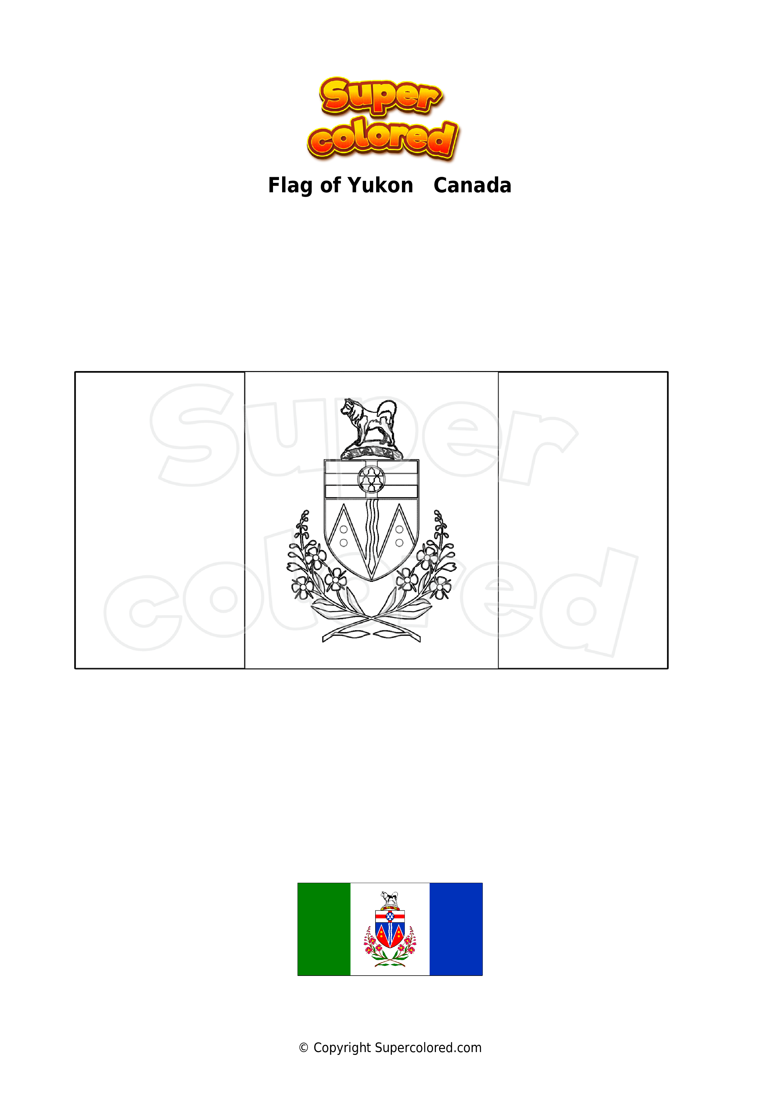 Coloring page flag of yukon canada