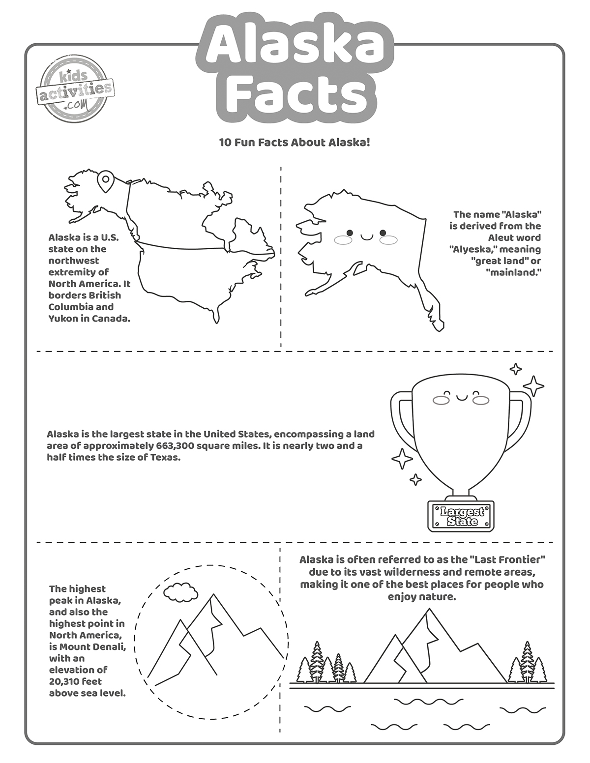 Really neat alaska facts coloring pages kids activities blog