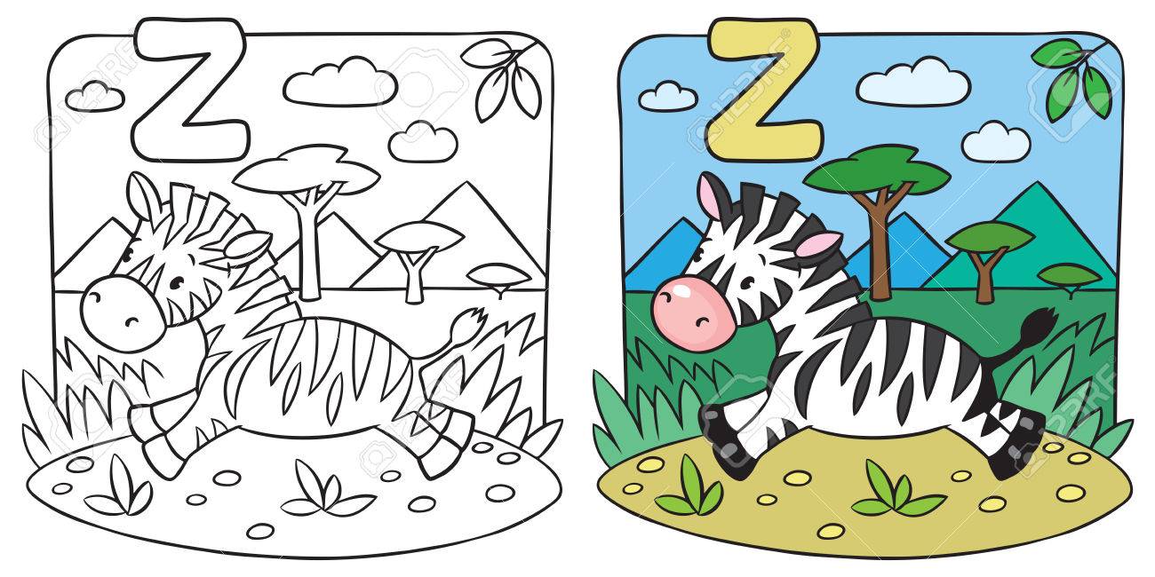 Little zebra coloring book alphabet z royalty free svg cliparts vectors and stock illustration image