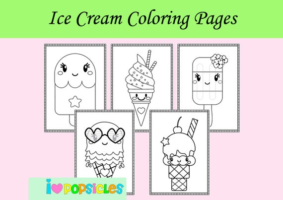 Coloring pages for kids ice cream coloring sheets summer coloring book birthday party activities digital coloring worksheet for kids