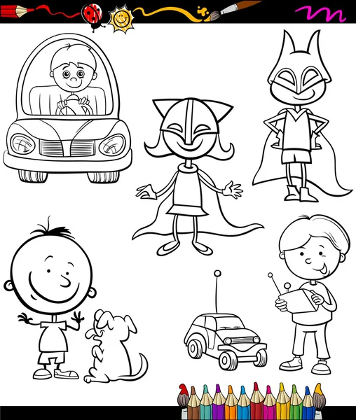 Cartoon toys objects coloring page stock vector by izakowski