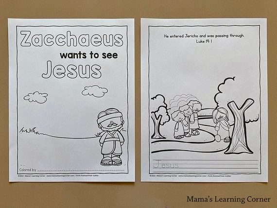 Zacchaeus coloring pages instant download