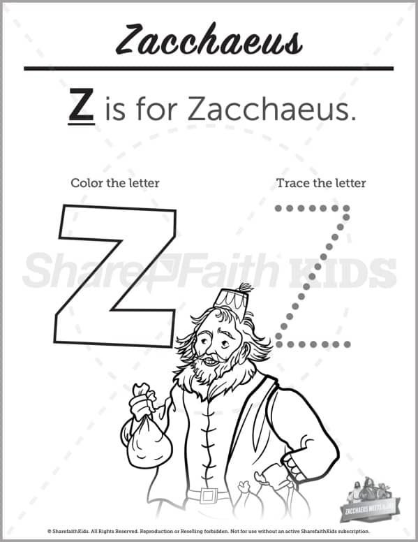 Luke the story of zacchaeus preschool letter coloring â