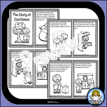 The story of zacchaeus mini book and worksheets by nicola lynn tpt