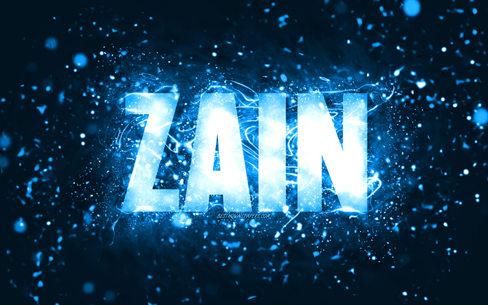 Herunterladen hintergrundbild alles gute zum geburtstag zain k blaue neonlichter zain