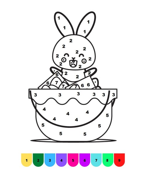 Page color by number bunny coloring page images