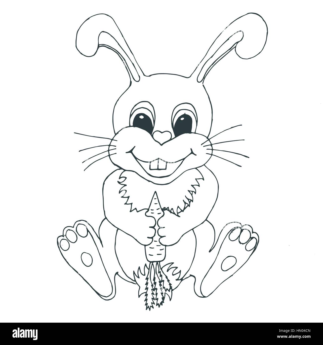 Bunny rabbit carrot illustration drawing hi