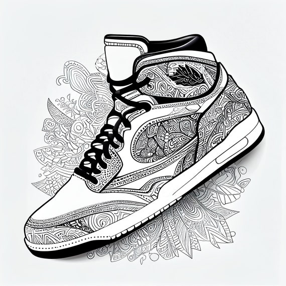 Pack mandala sneaker coloring page conjunto de descarga instantãnea de zapatos blancos y negros hiper detallados libro para colorear antiestrãs