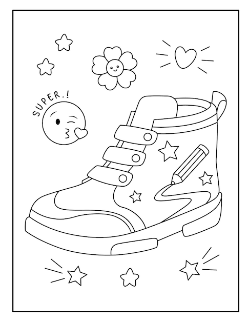 Premium vector kids shoes coloring pages