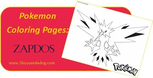 Zapdos pokemon coloring pages for boys
