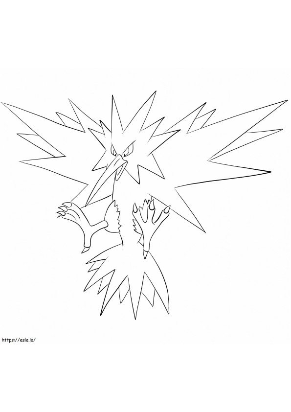 Galarian form of zapdos in legendary pokemon coloring page