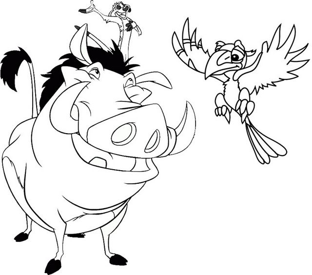 Timon pumbaa and zazu coloring page of the lion king lion king lion king pictures disney coloring pages