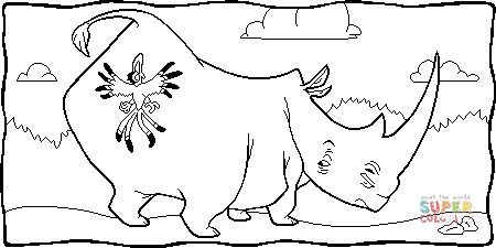 Zazu and rhino coloring page free printable coloring pages