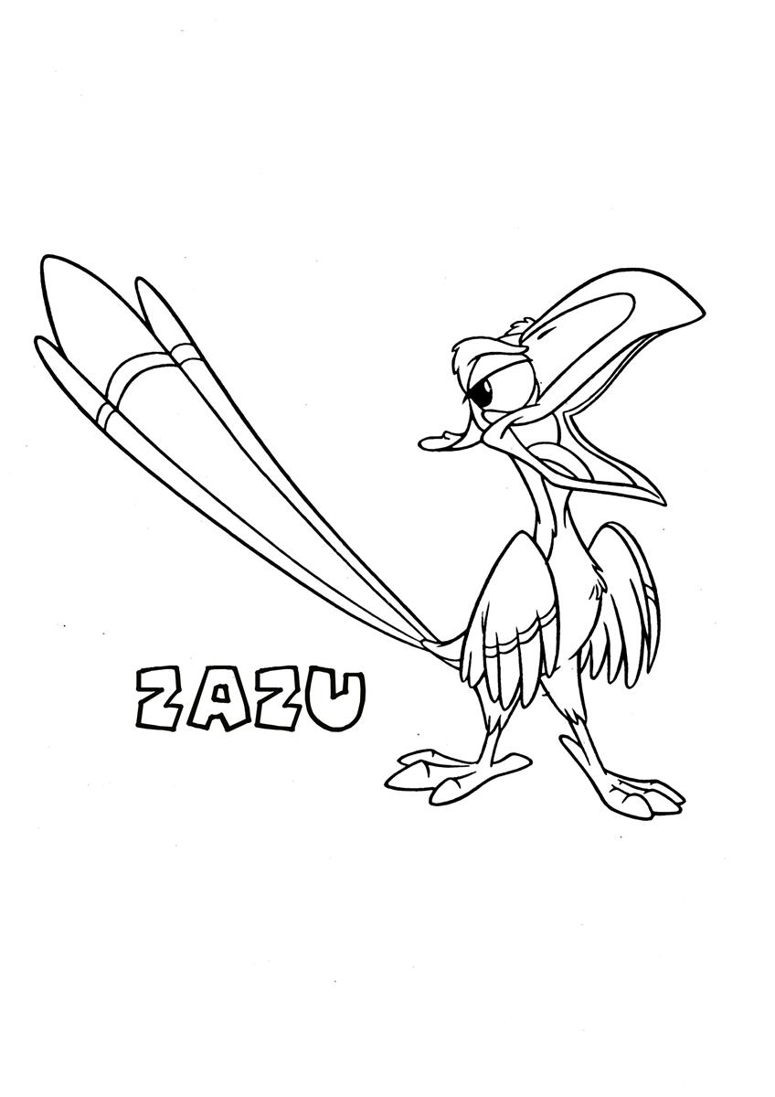 Zazu the lion king coloring page