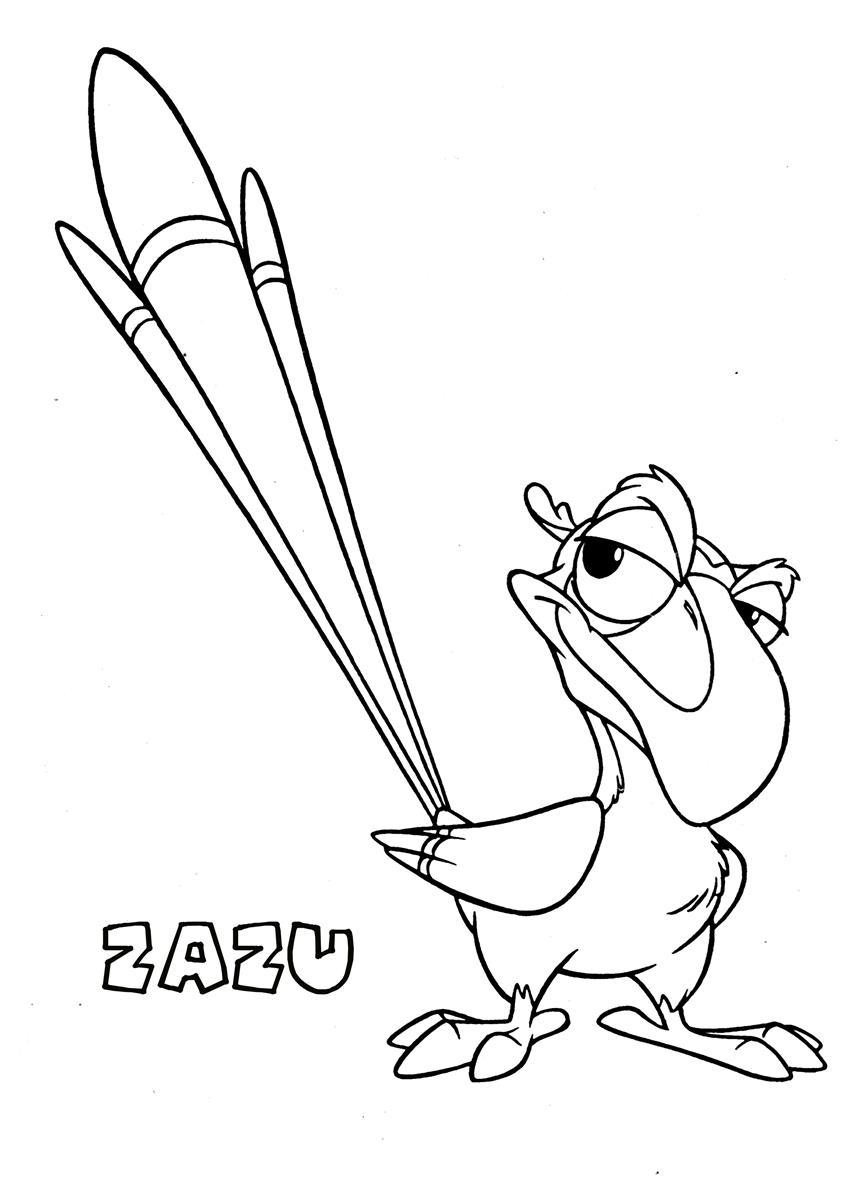 Zazu the lion king coloring page