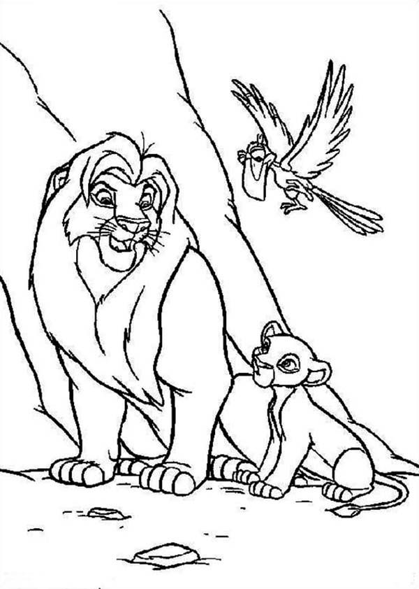 Simba mufasa and zazu the lion king coloring page