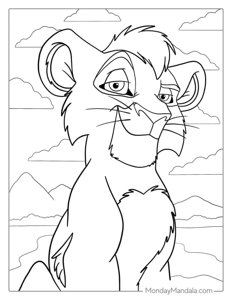 Lion king coloring pages free pdf printables