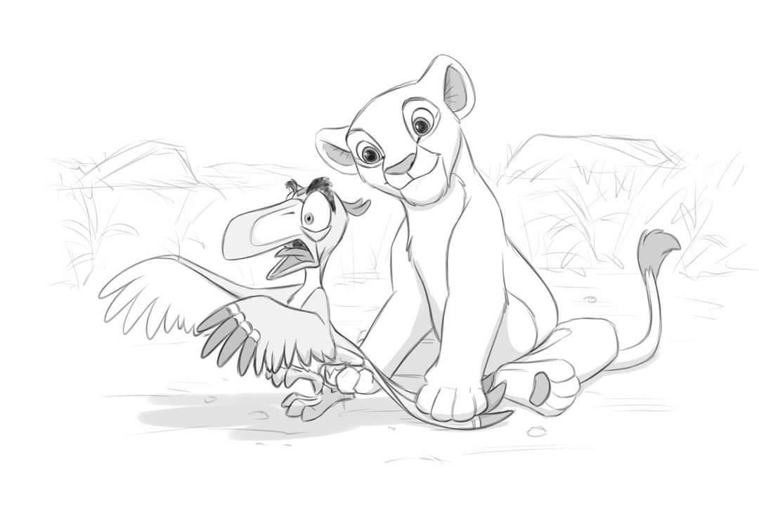 Nala and zazu sketch by riomadagascarkfp on