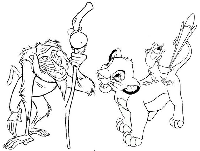 Rafiki simba and zazu coloring page of the lion king coloring pages rafiki simba lion king