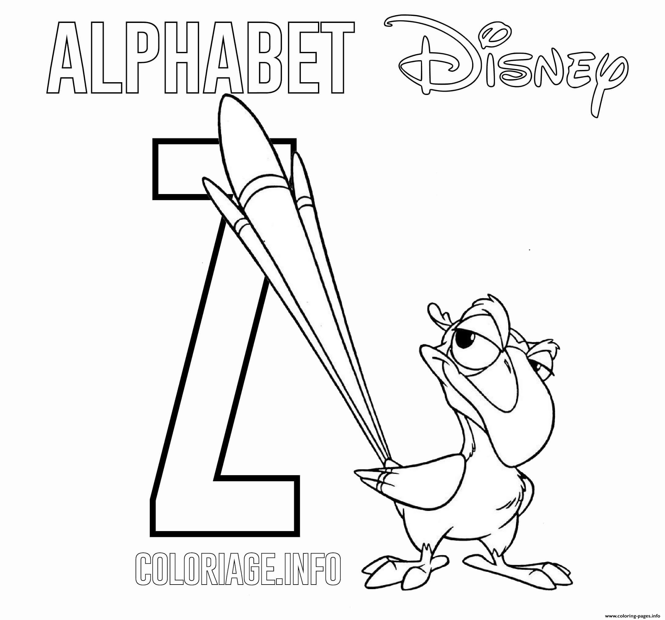 Z for zazu coloring page printable