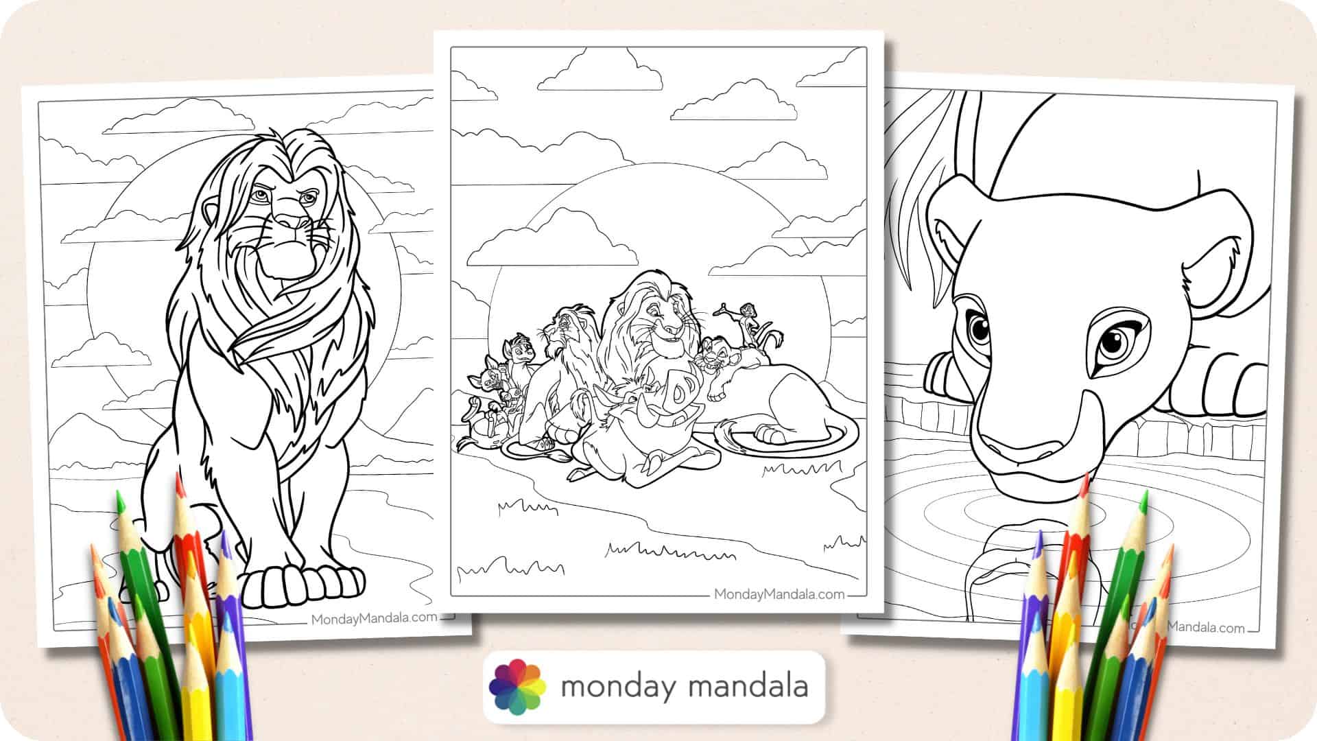 Lion king coloring pages free pdf printables