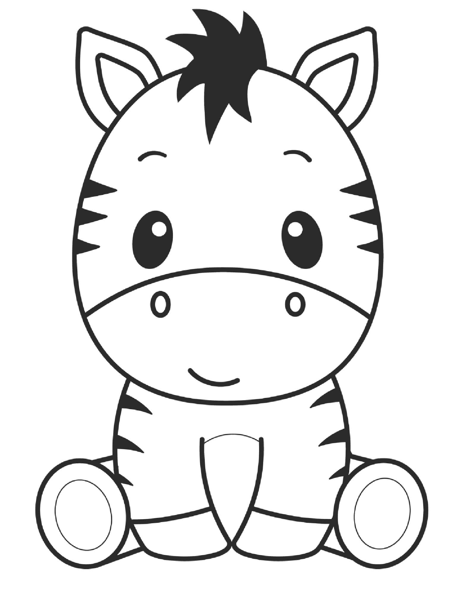 Smiling cute zebra coloring page