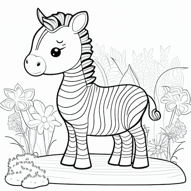 Premium photo coloring pages for kids zebra coloring pages for kids zebra coloring pages generative ai