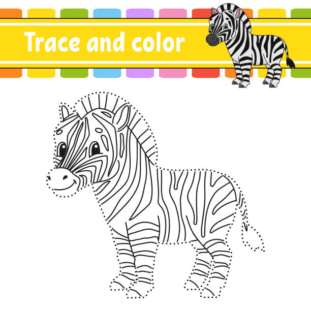 Trace and color coloring page for kids handwriting practice education developing worksheet activity page game for toddlers isolated vector illustration cartoon style stock illustration