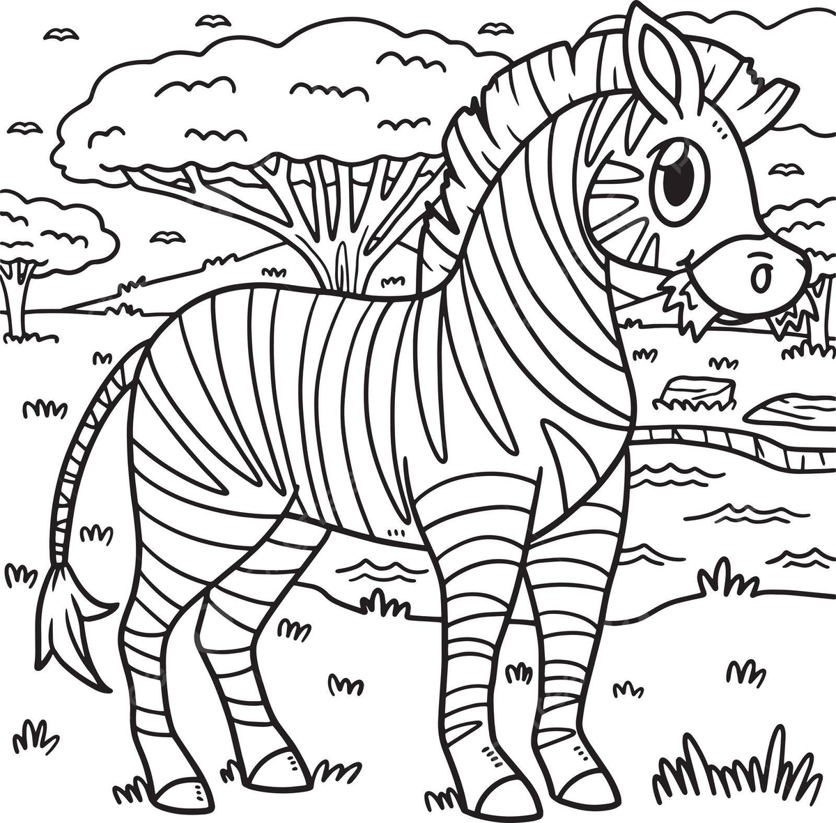 Zebra animal coloring page for kids cute colouring page colour vector animal drawing zebra drawing ring drawing png and vector with transparent background for free download