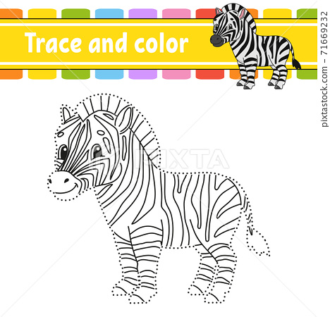 Trace and color coloring page for kids