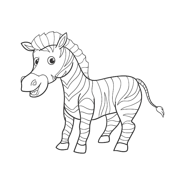 Premium vector coloring pages or books for kids cute zebra illustration