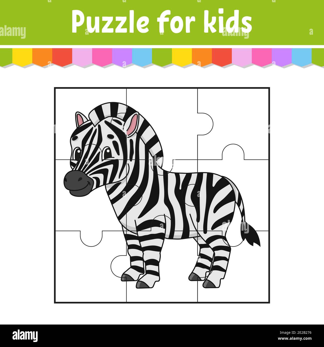 Puzzle game for kids cute zebra education worksheet color activity page riddle for preschool isolated vector illustration cartoon style stock vector image art