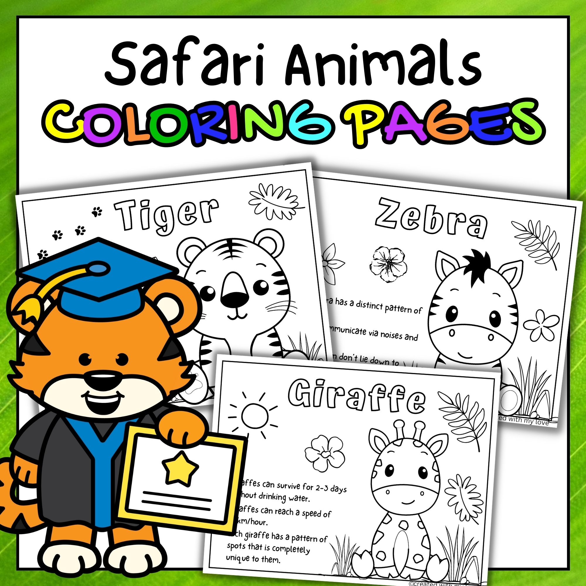 Safari animals coloring pages