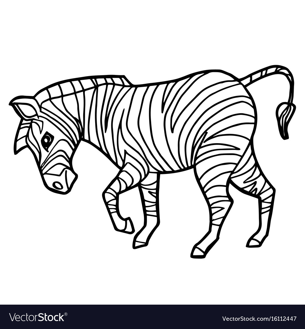 Cartoon cute zebra coloring page royalty free vector image
