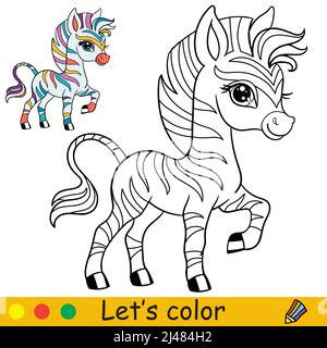 Coloring book or page for kids zebra black and white vector illustration stock vector image art