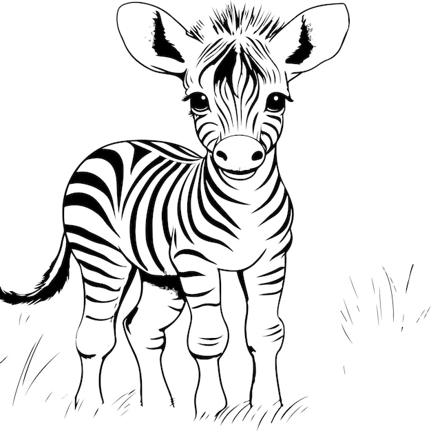 Premium vector baby zebra coloring page for kids