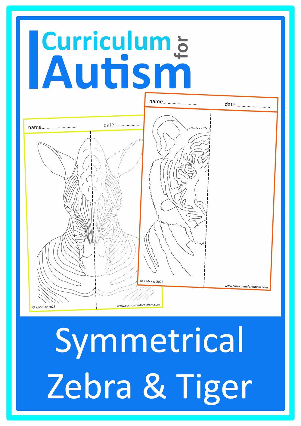 Symmetrical drawing art lessons zebra tiger differentiated worksheets special education inclusion â curriculum for autism