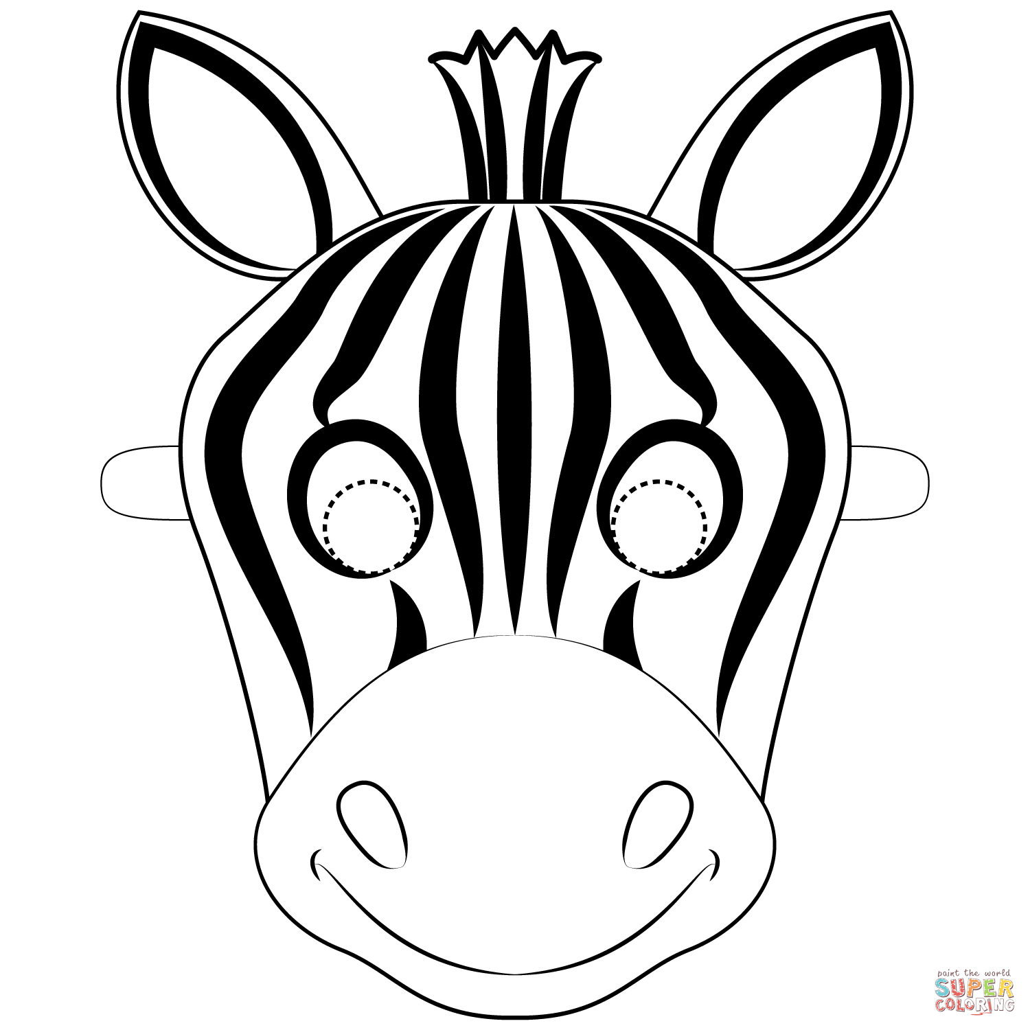 Zebra mask coloring page free printable coloring pages