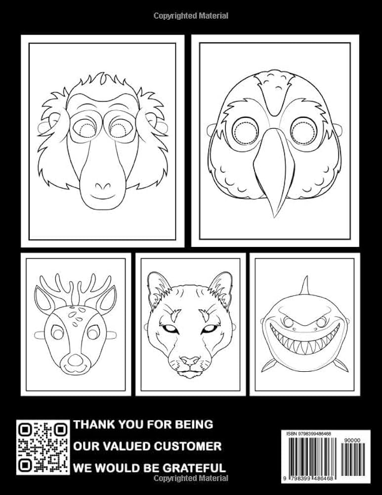 Animal masks coloring book animal mask coloring pages for teens and boys with illustrations to color perfect as a gift from white elephants cline jake books