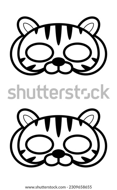 Diy animal mask coloring page stock vector royalty free