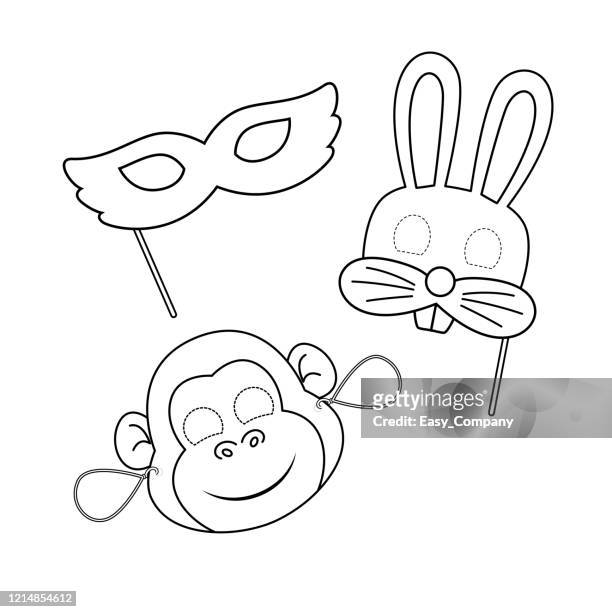 Vector illustration of mask isolated on white background for kids coloring book high