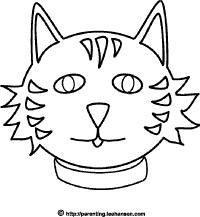 Animals coloring sheet cat face mask picture free printable