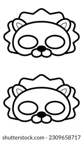 Diy animal mask coloring page stock vector royalty free