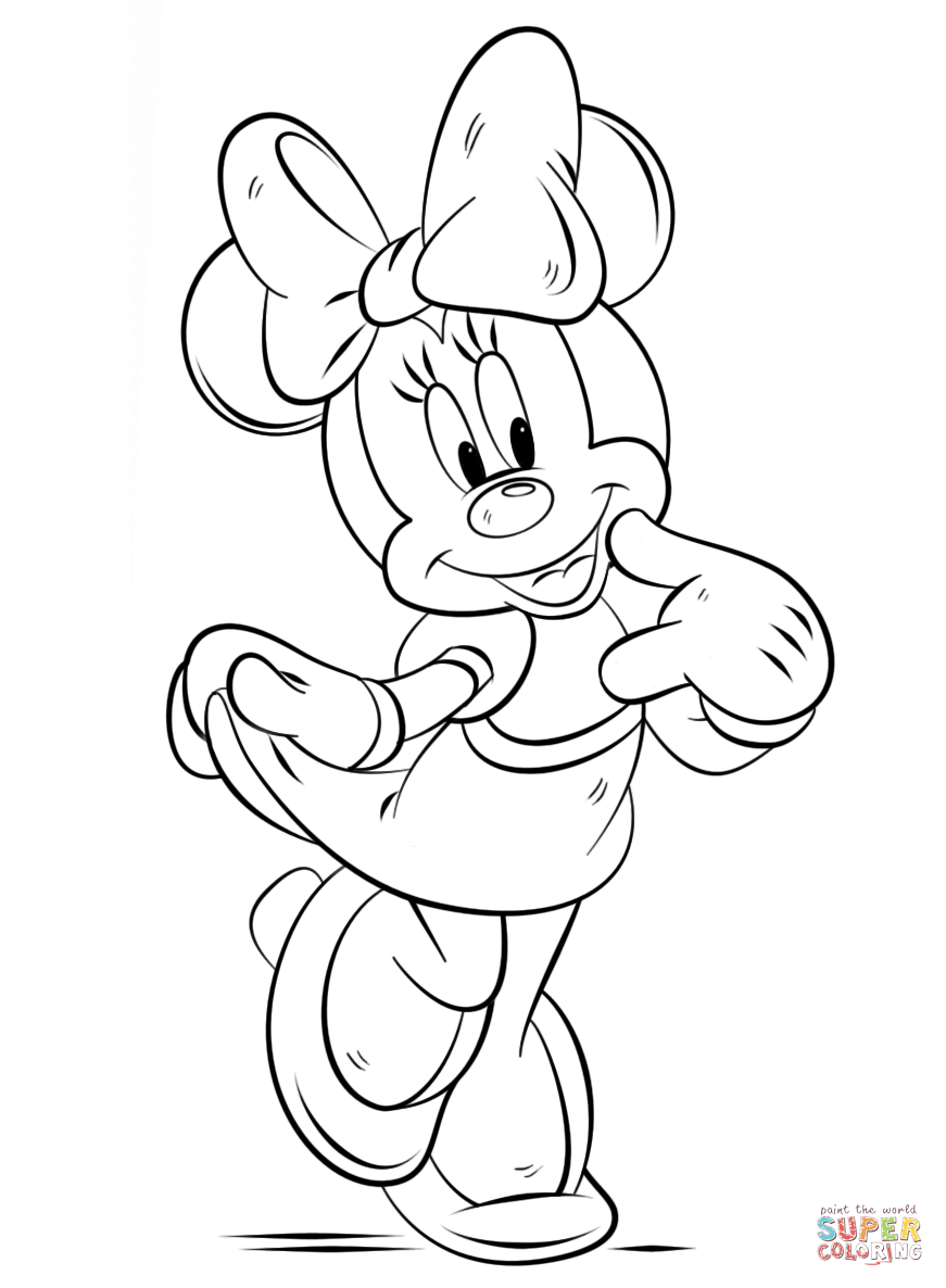 Minnie mouse coloring page free printable coloring pages