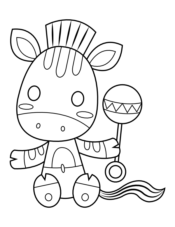 Printable baby zebra coloring page