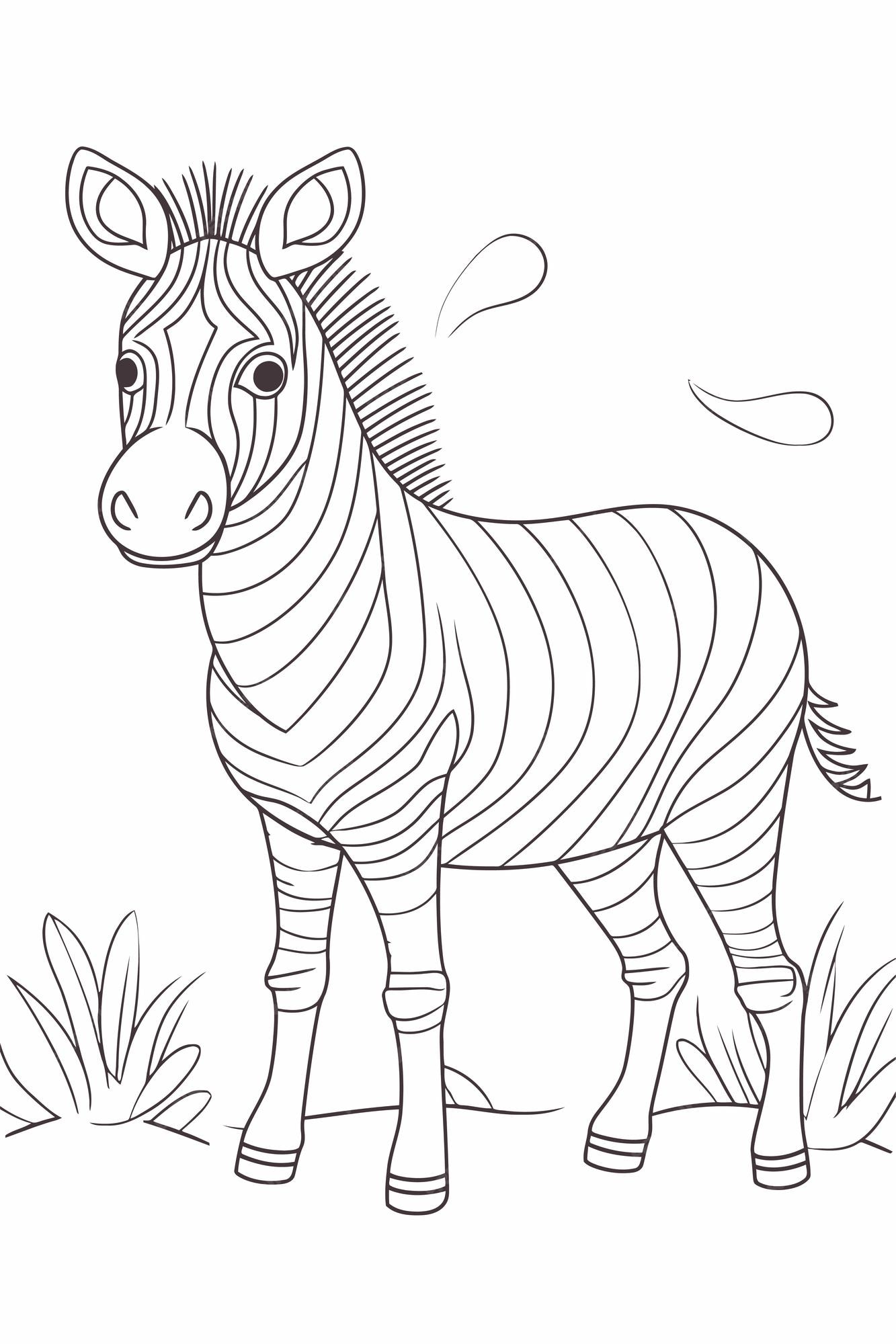 Premium vector black and white zebra vector illustration coloring page for kids