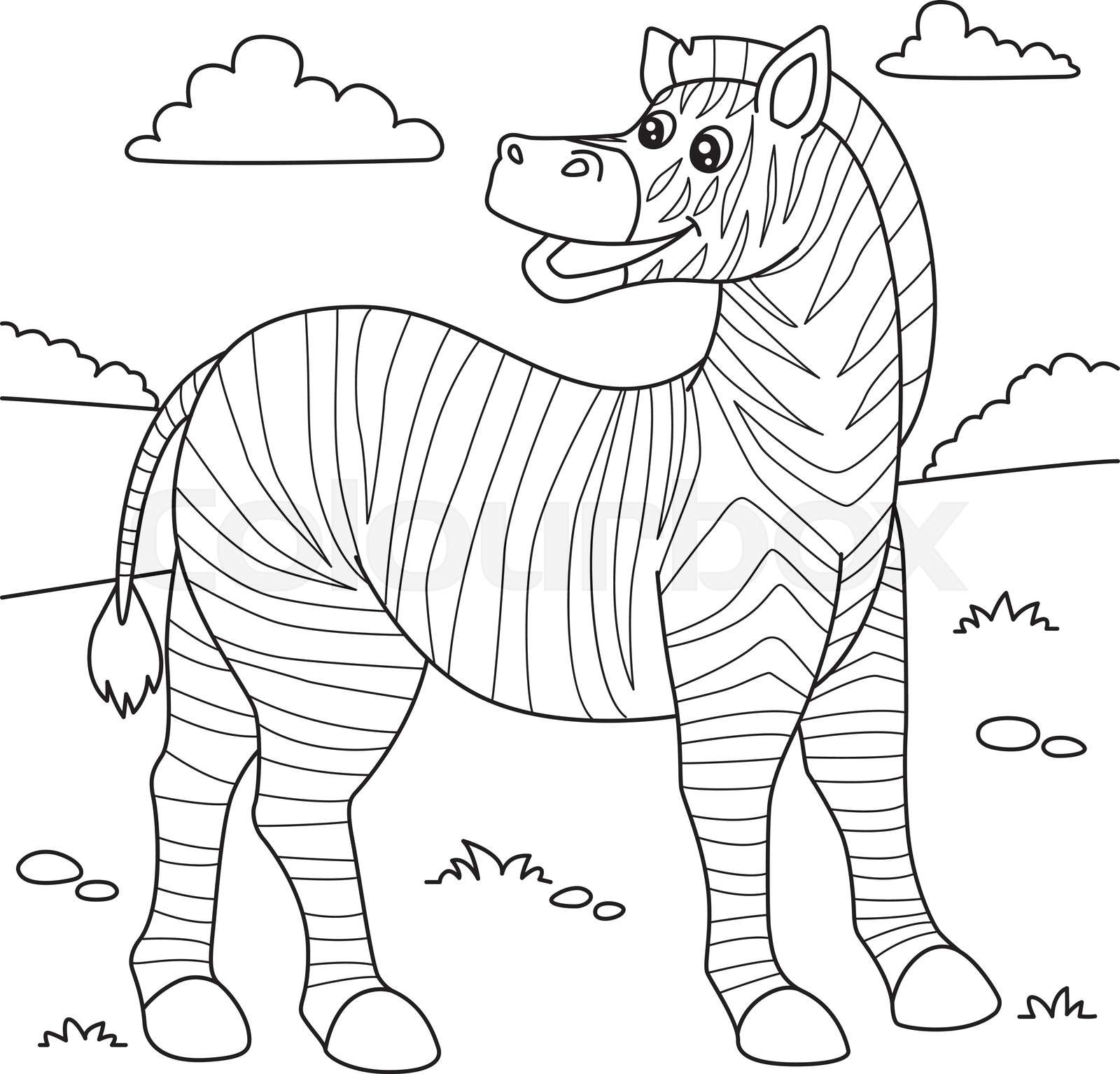 Zebra coloring page for kids stock vector