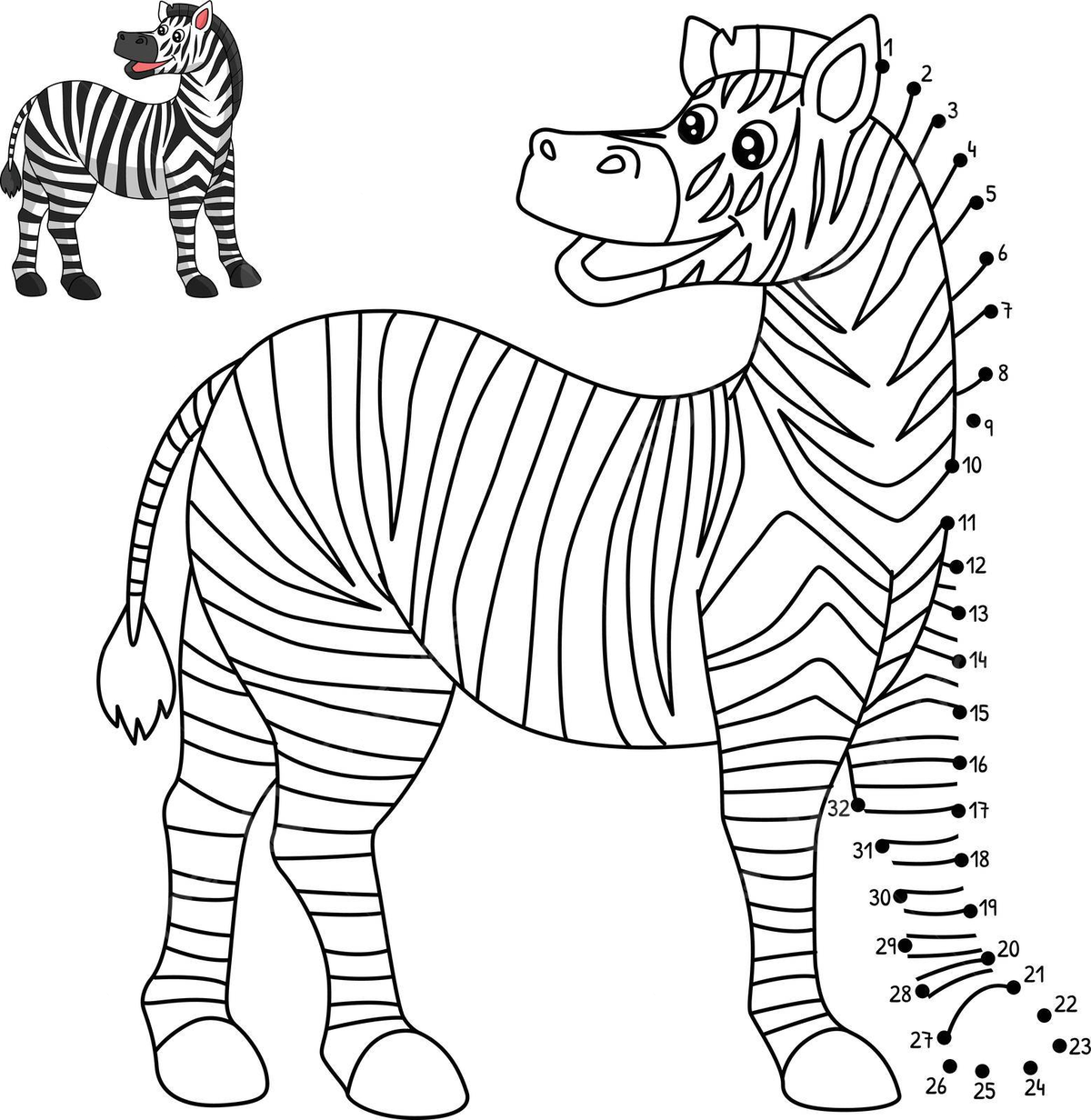 Isolated zebra coloring page for kidsconnect the dots vector africa wildlife colorless png and vector with transparent background for free download