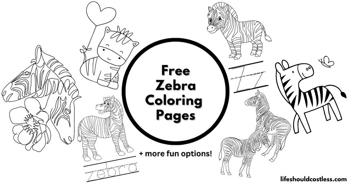 Zebra coloring pages free printable pdf templates